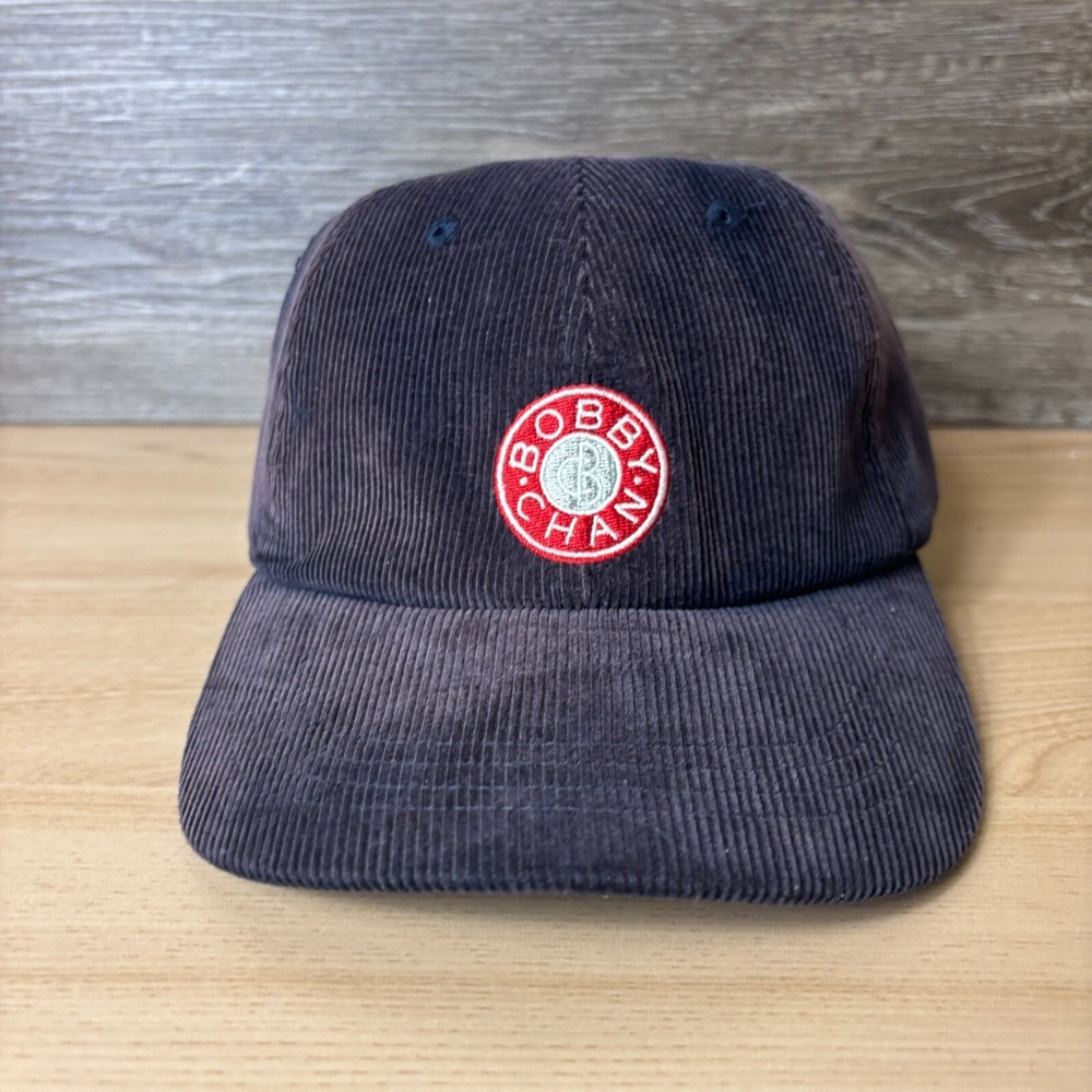 Vintage Bobby Chan Hat‎ Strap Back Blue Corduroy Faded Adjustable